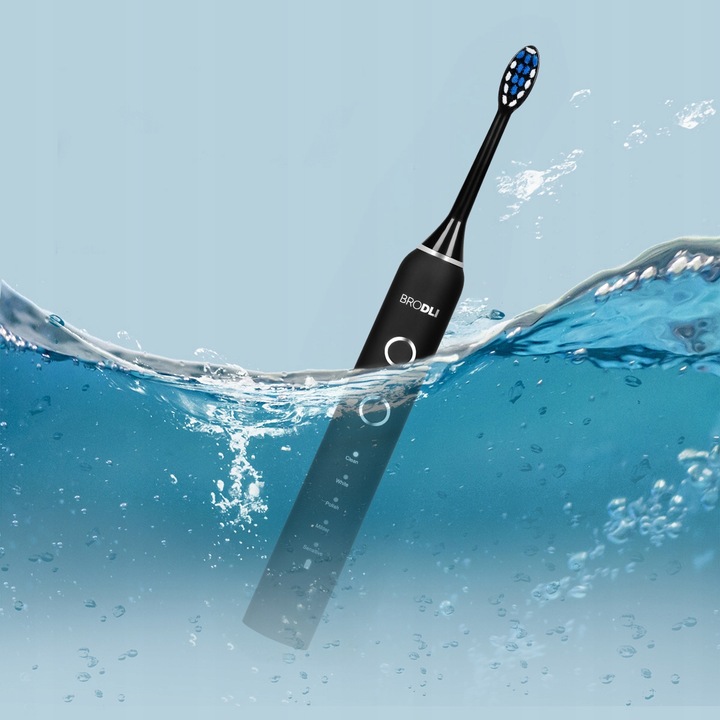 SZCZOTECZKA SONICZNA DO ZĘBÓW ELEKTRYCZNA CZARNA 10 KOŃCÓWEK INDUKCJA