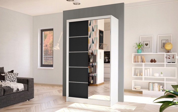 SZAFA PRZESUWNA DIEGO III z lustrem 100cm - pojemna GARDEROBA