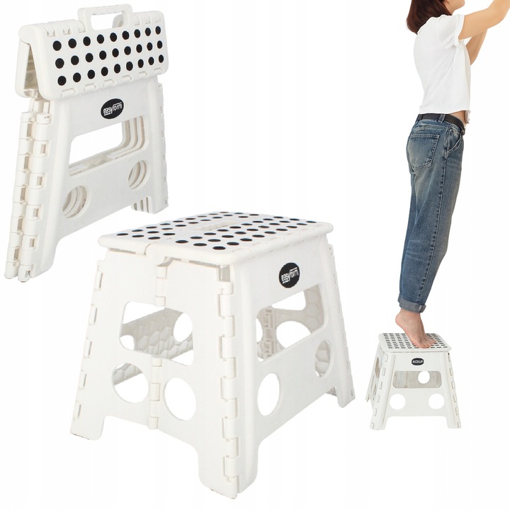 Taboret składany stołek podnóżek antypoślizgowy biały Easyform 32cm