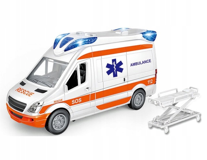AUTO KARETKA POGOTOWIA AMBULANS ŚWIATŁO NOSZE OTWIERANE DRZWI GUMOWE KOŁA