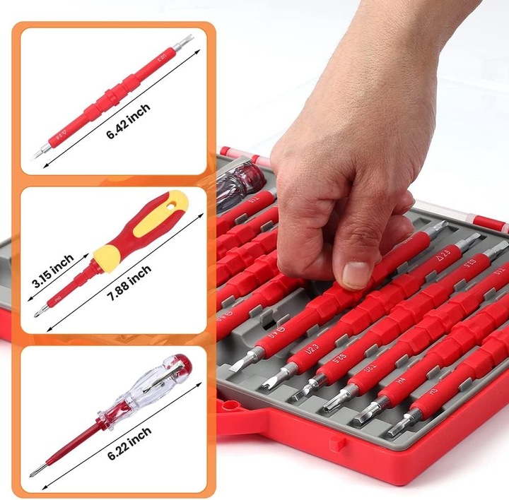 ZESTAW WKRĘTAKÓW ŚRUBOKRĘTY IZOLOWANE 25 rozmiarów + WALIZKA DLA