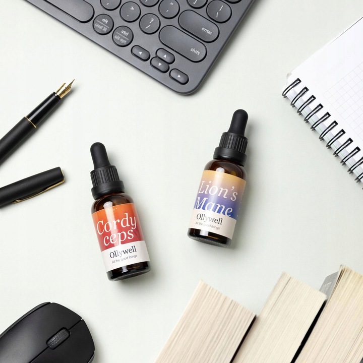 Polski Lion's Mane i Cordyceps od Ollywell Krople Silny ekstrakt Adaptogen