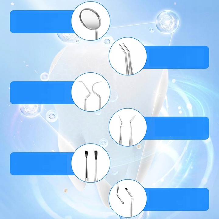 ZESTAW NARZĘDZI STOMATOLOGICZNYCH DENTYSTYCZNY LUSTERKO ZGŁĘBNIK 6szt