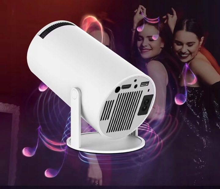 PROJEKTOR RZUTNIK ANDROID TV WIFI FULL HD PRZENOŚNY SMART GŁOŚNIK OBROTOWY