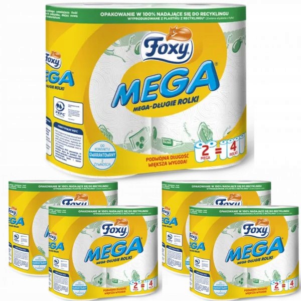FOXY MEGA Ręcznik Papierowy Kuchenny MEGA Długi 2szt x 5 opakowań