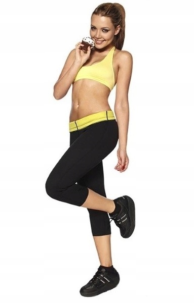 SPODNIE ODCHUDZAJĄCE FITNESS NEOPRENOWE SPODENKI DO ĆWICZEŃ CAPRI S/M