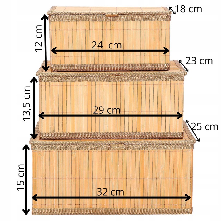 3x ORGANIZER BAMBUSOWY NA BIURKO KOSMETYKI 3 POJEMNIKI PUDEŁKA DO