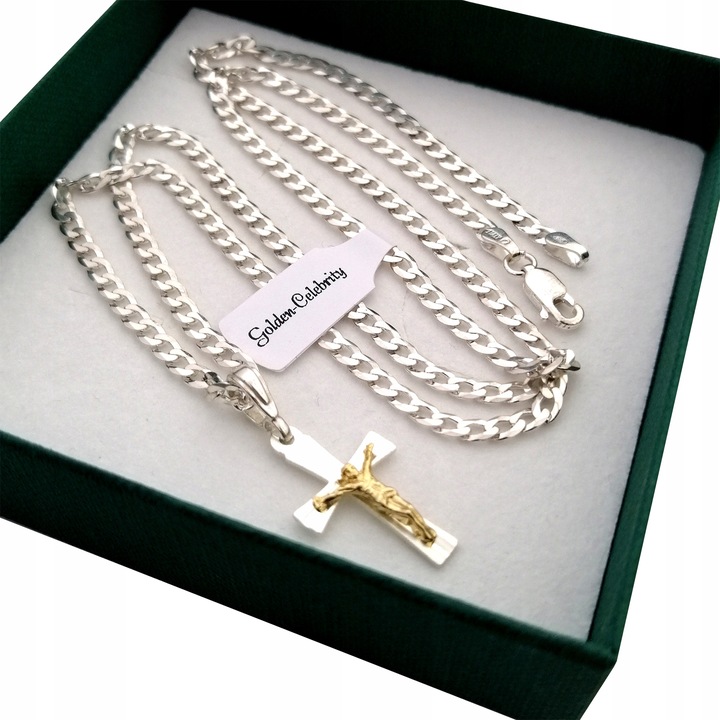 SREBRNY NASZYJNIK NA KOMUNIĘ CHRZEST ŁAŃCUSZEK KRZYŻYK DLA CHŁOPCA + GRAWER