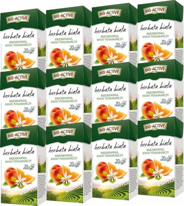 (x12) BIG ACTIVE Herbata Biała 20tb Brzoskwinia Pomarańcza