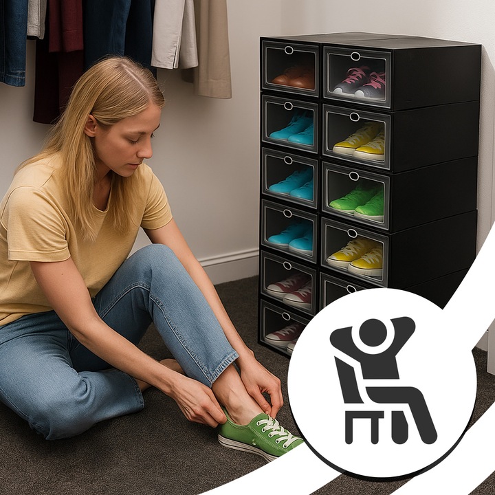 ZESTAW 10X ORGANIZER PUDEŁKA NA BUTY Z KLAPĄ SZAFKA REGAŁ DO SZAFY