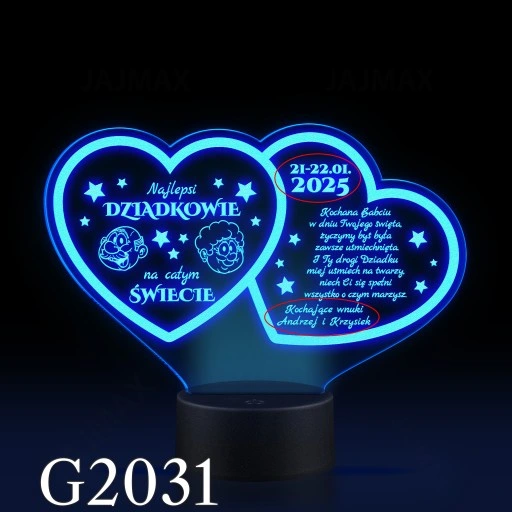 Prezent Dzień Babci i Dziadka Statuetka lampka LED