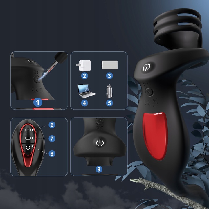 Wibrator prostaty 3w1 pierścień, analny, prostata