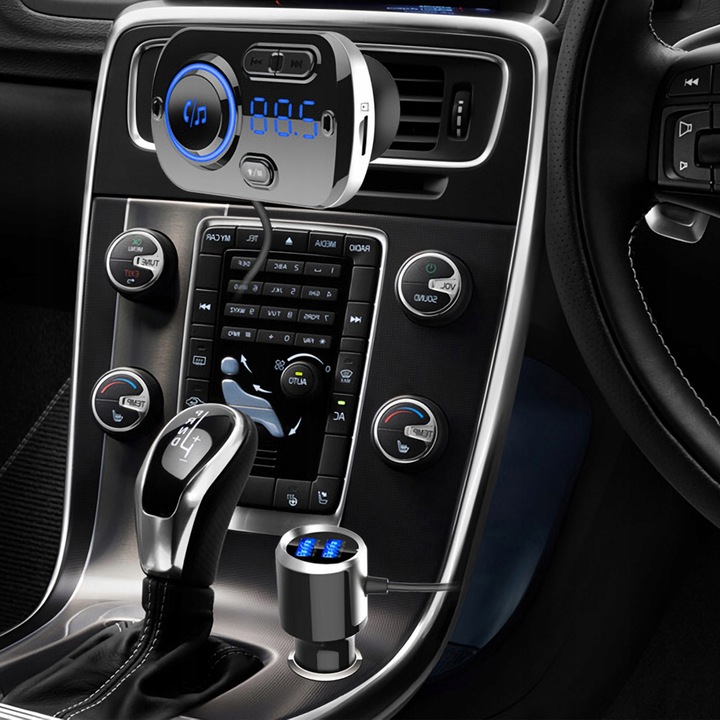 TRANSMITER BLUETOOTH FM SAMOCHODOWY 2X SZYBKA ŁADOWARKA USB-C AUX