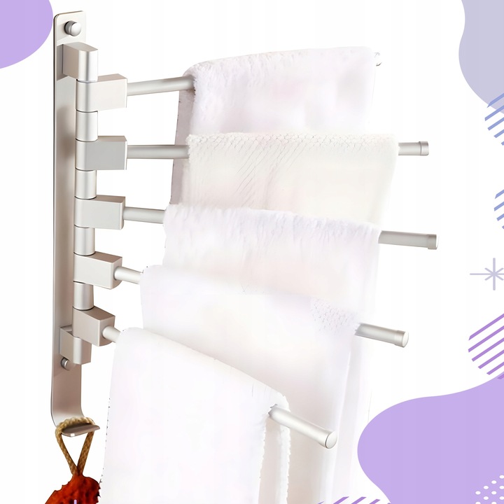 WIESZAK NA RĘCZNIKI ŁAZIENKOWY OBROTOWY ALUMINIOWY ŚCIENNY DO ŁAZIENKI