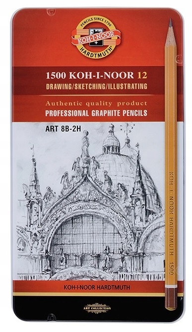 KOH-I-NOOR Zestaw ołówków do szkicowania ołówek 8B-2H 12 szt dla artystów
