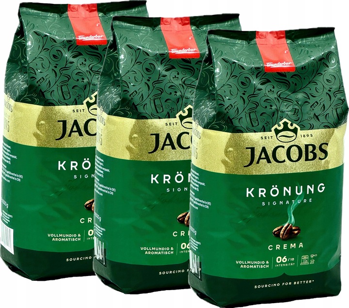 Kawa ziarnista Jacobs Krönung 3x 1kg, intensywność 3/6