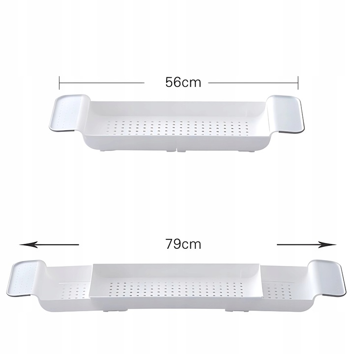 Półka na wannę łazienkowa regulowana biała