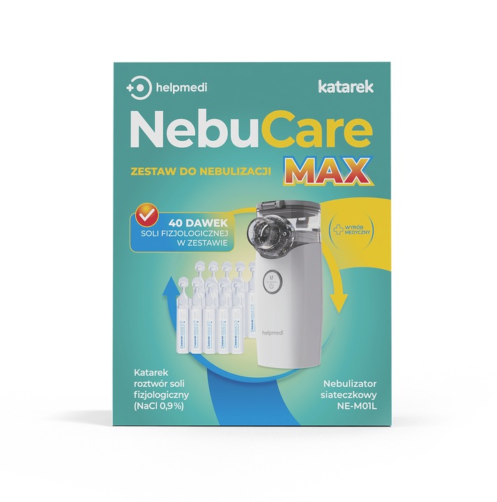 NEBUCARE MAX INHALATOR NEBULIZATOR + SÓL KATAREK ZESTAW DO NEBULIZACJI