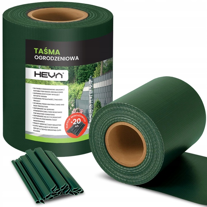 Taśma ogrodzeniowa ZIELONA 19cm x 35m mocna osłona ogrodzenie panelowe