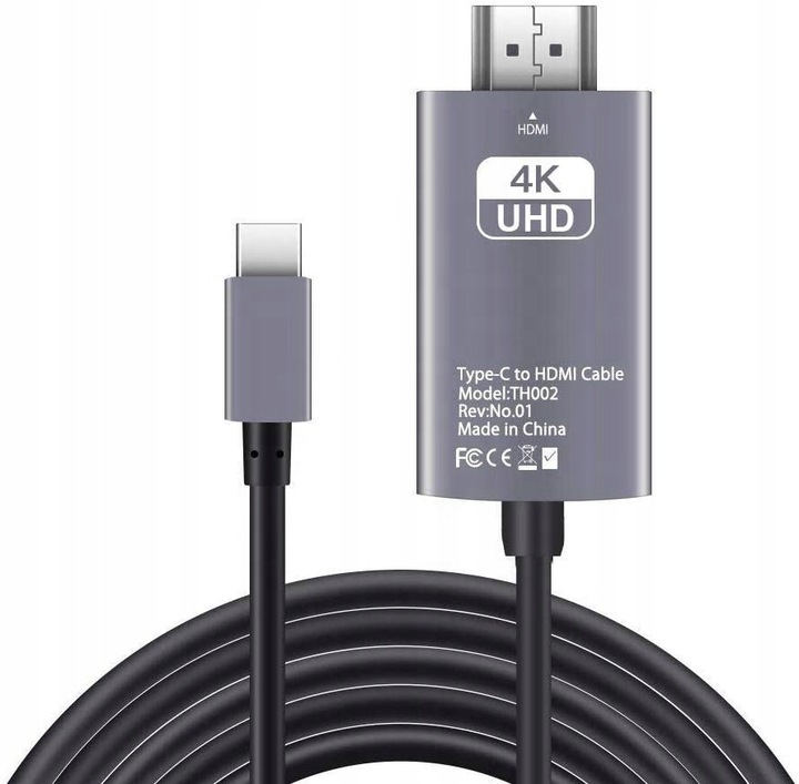 Kabel Przewód Adapter Przejściówka USB-C 3.1 TYP C DO HDMI 4K MHL 200cm TV