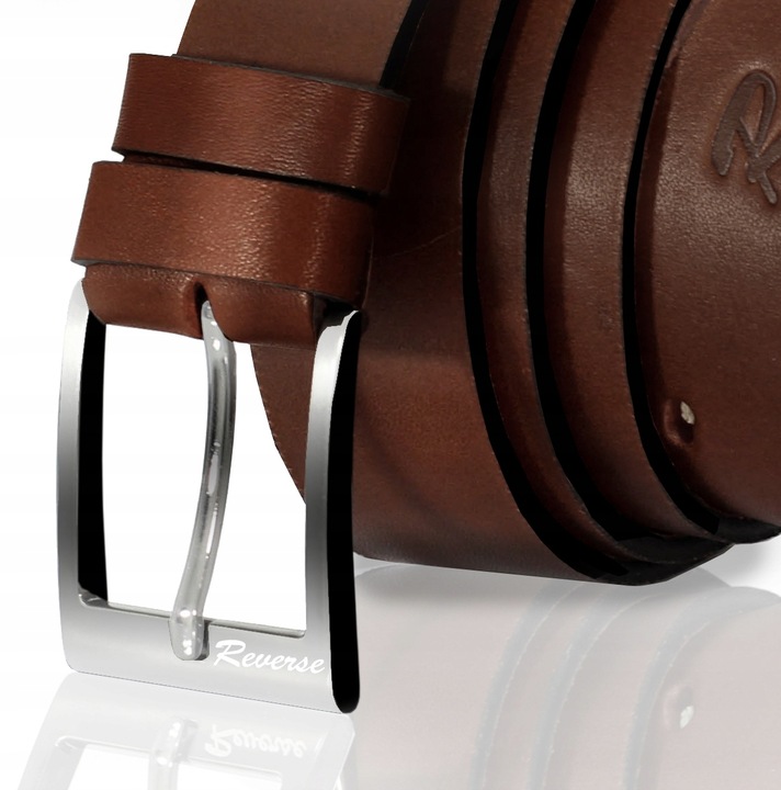 REVERSE Pasek męski SKÓRZANY pas do spodni BRZ 115