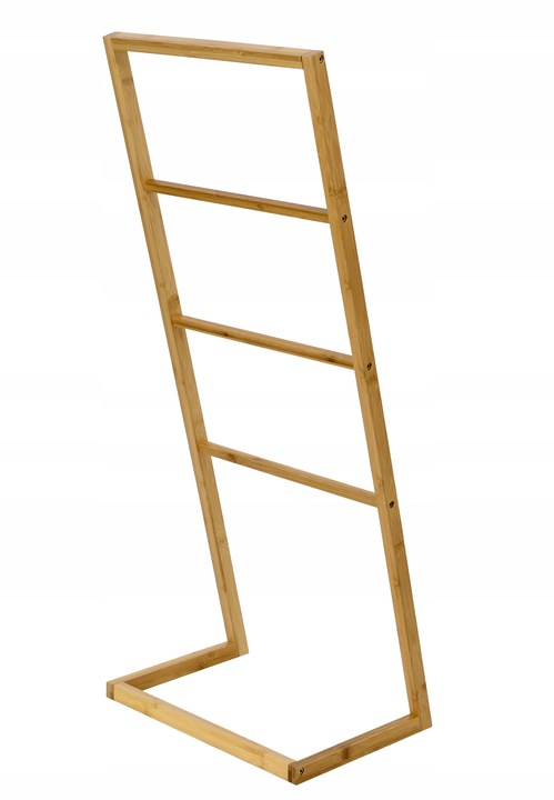 STOJAK WIESZAK NA RĘCZNIKI STOJĄCY BAMBUSOWY DREWNIANY ŁAZIENKOWY 4