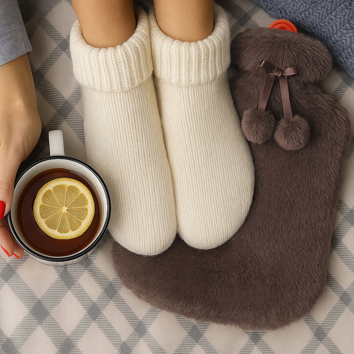 Gumowy termofor duży na wodę w miękkim pluszowym pokrowcu 2l kolor brązowy