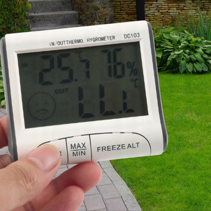 STACJA POGODOWA POGODY TERMOMETR POKOJOWY HIGROMETR CYFROWY Z SONDĄ