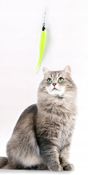 Zabawka wędka dla kota z piórem 7 czerwona WĘDKI