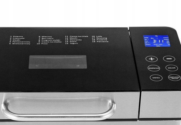 Wypiekacz do chleba Automat MENU PL Yoer INOX +Przepisy +19 programów