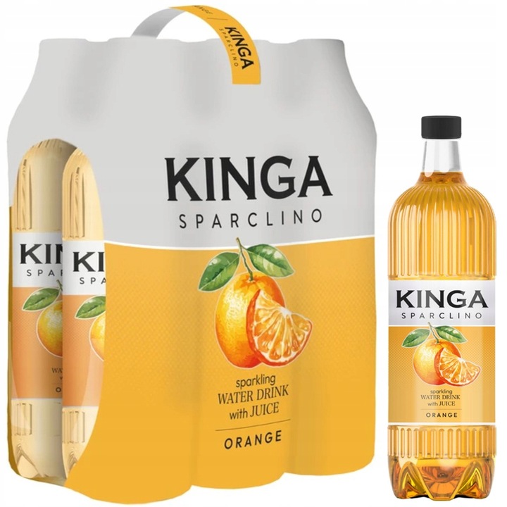 KINGA PIENIŃSKA SPARCLINO POMARAŃCZ Napój gazowany ORANGE PET 6x1L zgrzewka