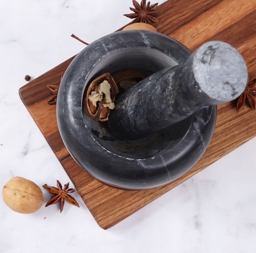 MOŹDZIERZ KUCHENNY KAMIENNY GRANITOWY TŁUCZEK DO UCIERANIA PRZYPRAW ZIÓŁ