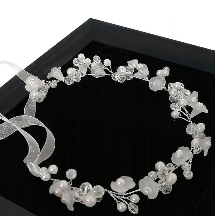 WIANEK NA KOMUNIĘ DEC27 komunijny dekoracja opaska biały na głowę jak żywy