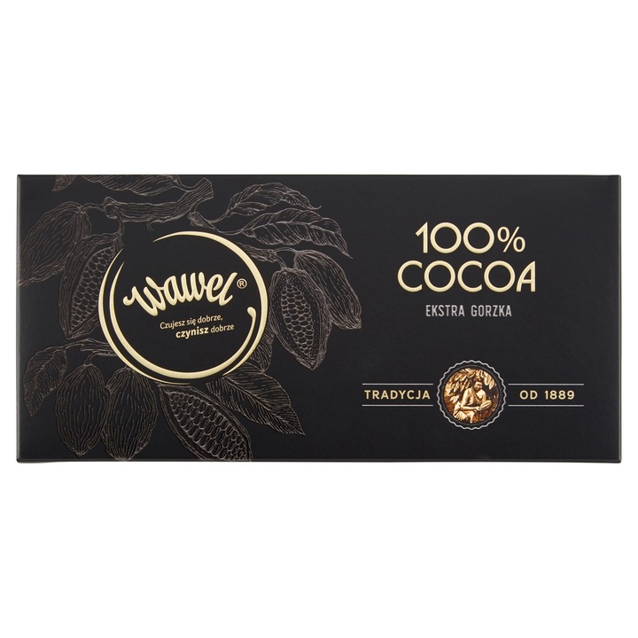3x Czekolada Gorzka Ekstra Bez Dodatku Cukru Premium 100% cocoa 80g Wawel