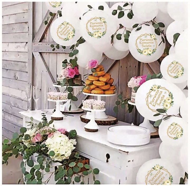 BALONY KOMUNIJNE x10 XXL dekoracja na pierwszą komunię komunia święta białe