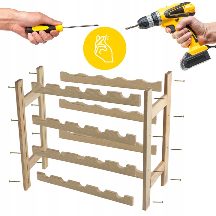 STOJAK REGAŁ NA WINO BUTELKI DREWNIANY 20 BUTELEK PÓŁKA NA ALKOHOL