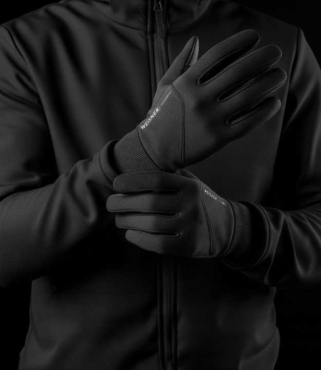 WEISNER GO | RĘKAWICZKI CZARNE MĘSKIE ZIMOWE SAMOCHODOWE ROWEROWE