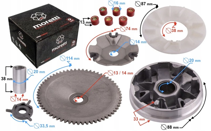 Kompletny wariator do skutera 4T GY6 Moretti
