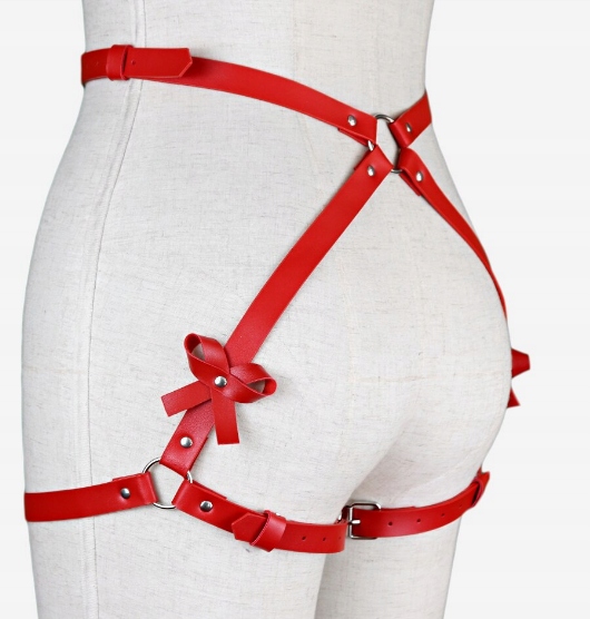 Czerwona skórzana uprząż na uda Karess Amelia
