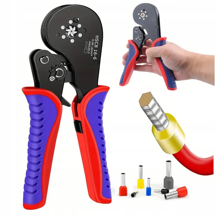 ZACISKARKA PRASKA DO TULEJEK KONEKTORÓW KABLI 0,08 -16 ² SZEŚCIOKĄTNA