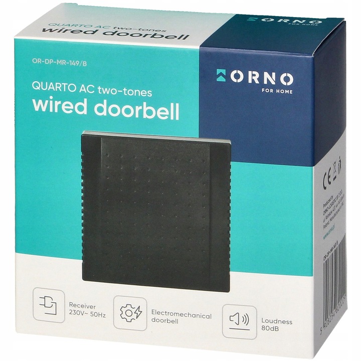 DZWONEK DO DRZWI PRZEWODOWY BIM-BAM 2-TONOWY 230V DO BLOKU DOMU CZARNY