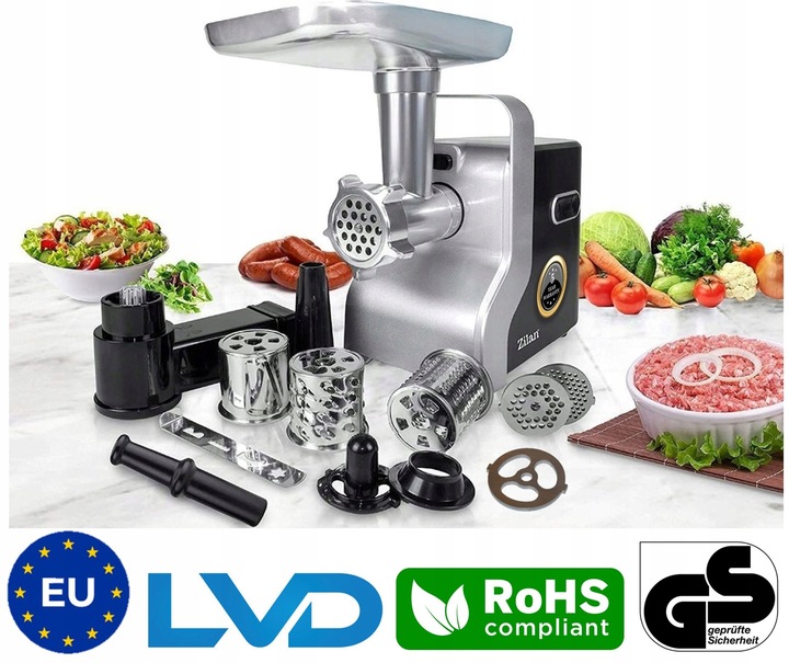 MASZYNKA DO MIELENIA MIĘSA METAL PREMIUM 3 SITA + SZARPAK MOC 2100W