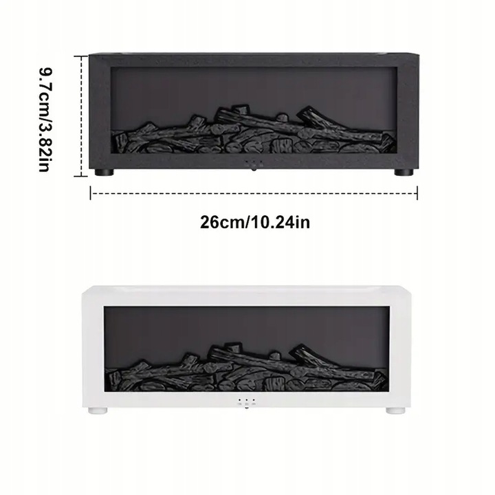 Nawilżacz powietrza z efektem kominka, dyfuzor, 6 kolorów RGB - czarny