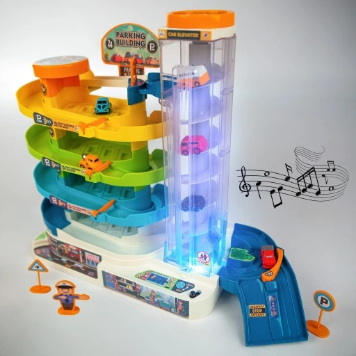 PARKING GARAŻ SAMOCHODOWY Z WINDĄ ZE ŚWIATŁEM I DŹWIĘKIEM AUTA ZAKRĘCONY