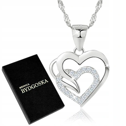 NASZYJNIK SREBRNY ŁAŃCUSZEK DAMSKI Z ZAWIESZKĄ, NASZYJNIK SREBRO PRÓBA 925