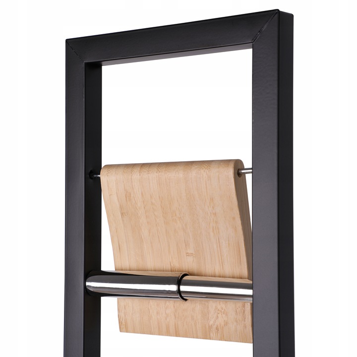 Stojak na papier toaletowy z uchwytem i szczotką do wc czarny bambus