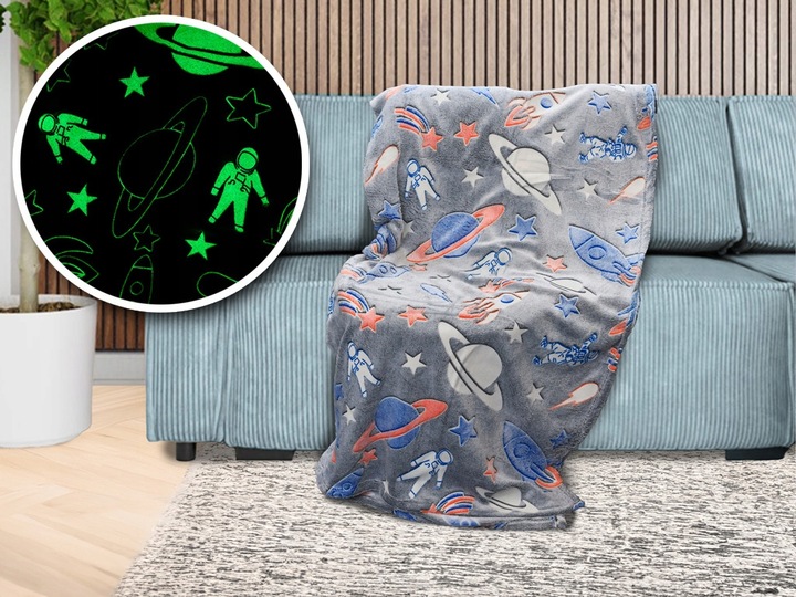 kocyk świecący w ciemności pled 150X200 koc dziecięcy różowy motylek