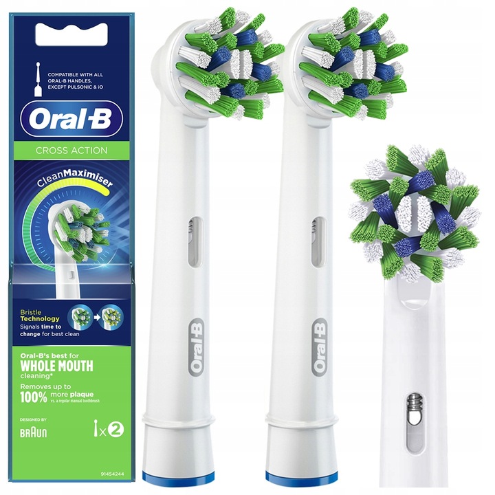 2x BRAUN ORAL-B CROSS ACTION ORYGINALNE KOŃCÓWKI DO SZCZOTECZKI