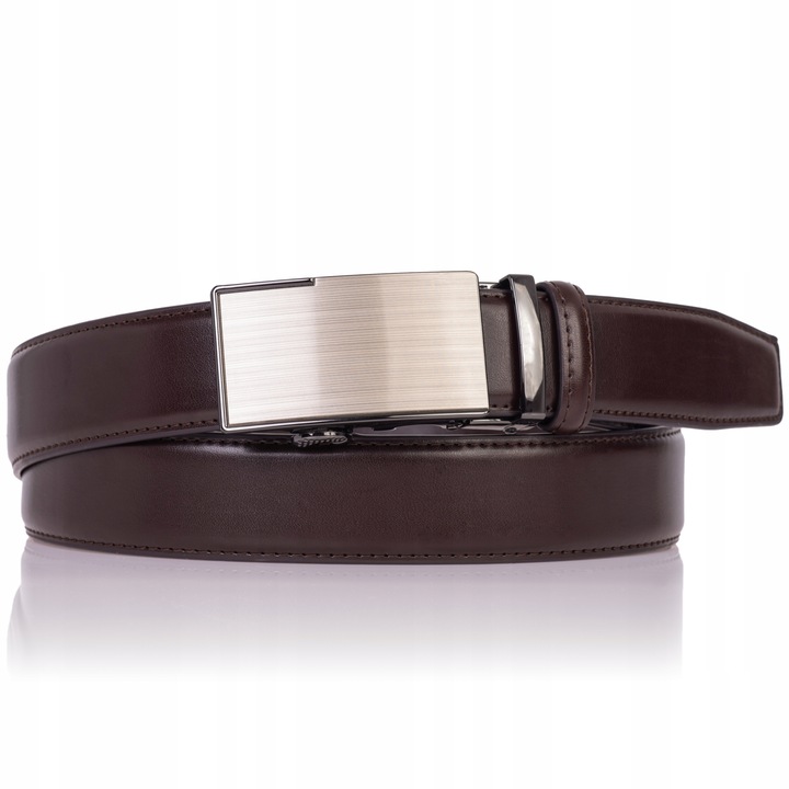 Pasek SKÓRZANY Męski Automat BRĄZOWY spodni klamra