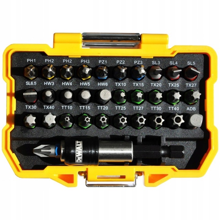 DEWALT Zestaw bitów końcówek wkrętarskich 32 szt. 1/4 uchwyt HEX
